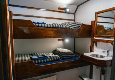 Noorderlicht onboard interior twin bunk cabin